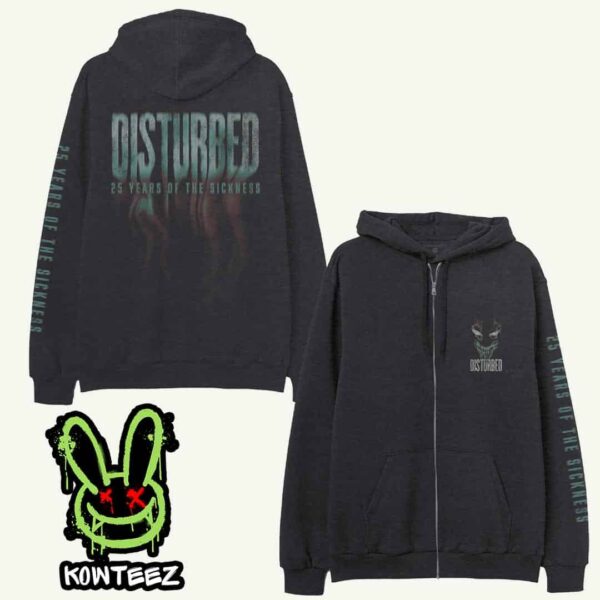 Disturbed The Sickness Anniversary Merch 2025 Two Sides Unisex Zip-Up Hoodie