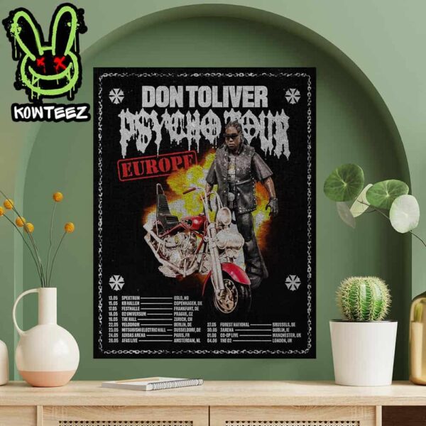 Don Toliver Hardstone Psycho EU Tour Dates 2025 Home Decor Poster Canvas