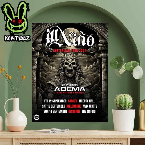 Ill Nino With Adema Merch Poster For Australia Tour September 2025 Home Decor Poster Canvas