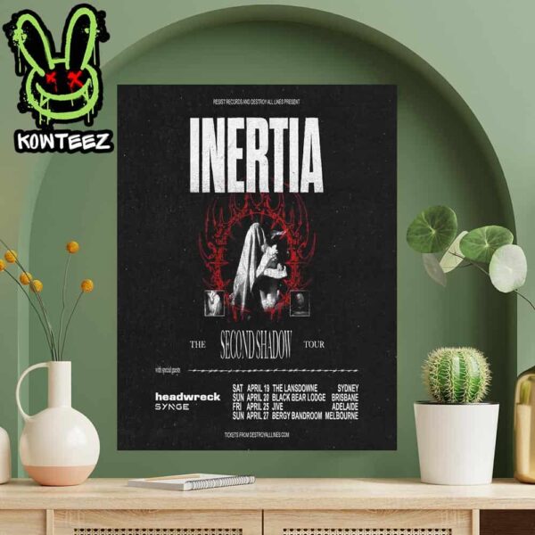 Inertia Merch Poster For Second Shadow Tour Of Australia Set For April 2025 Home Decor Poster Canvas