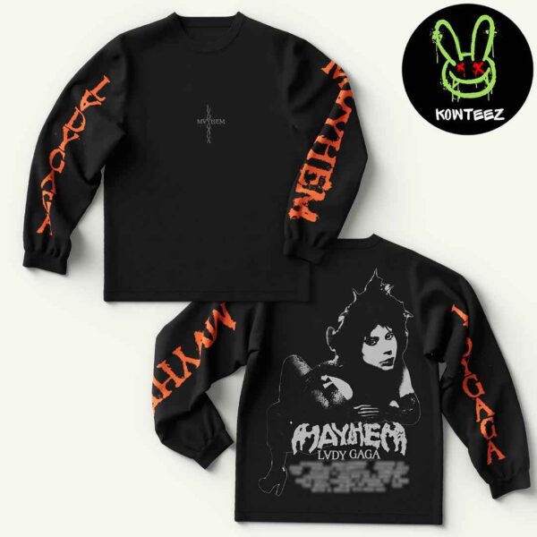 Laydy Gaga Mayhem Merch Shirt 2025 Two Sides All Over Print Long Sleeve Unisex T-Shirt