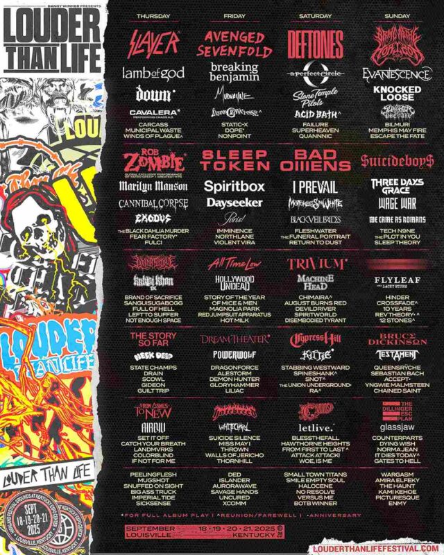 Louder Than Life Merch Poster For 2025 Lineup 4 days 6 stages and 160 bands