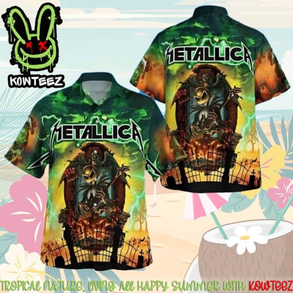 Metallica Jack Skellington Metallica Tour 2025 Hawaiian Shirt And Beach Short