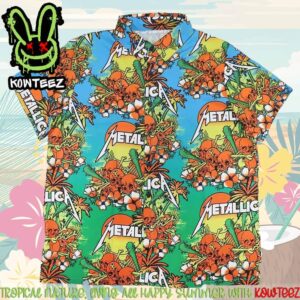 Metallica Sunset Skulls 2025 Hawaiian Shirt And Beach Short