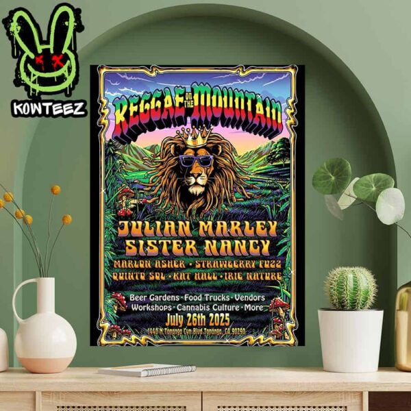 Reggae On The Mountain Merch Poster On July 26 2025 Topanga CA Music & Culture Festival Lineup Home Decor Poster Canvas