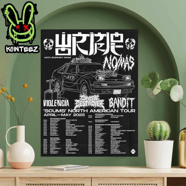 Scums Band Merch Poster For North American Tour 2025 April May 2025 Home Decor Poster Canvas