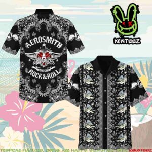 Aerosmith Authentic Rock And Roll Black Design Summer Merch 2025 Hawaiian Shirt And Beach Short