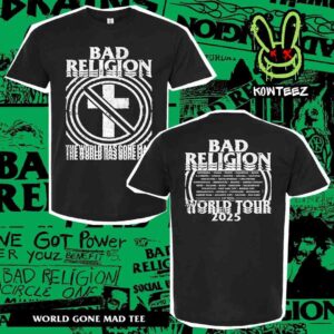 Bad Religion Band World Tour 2025 Merch World Gone Mad Tee Two Sides Unisex T-Shirt