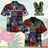 Blink 182 Dancing Skull Surfing Beach Hibiscus Blue Summer Merch 2025 Hawaiian Shirt And Beach Short