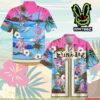 Blink 182 Dancing Skull Surfing Beach Hibiscus Pink Summer Merch 2025 Hawaiian Shirt And Beach Short