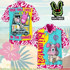 Blink-182 Your Smile Fades In The Summer Summer Merch 2025 Hawaiian Shirt And Beach Short