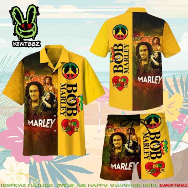 Bob Marley Peace Lover One Love Movie Summer Merch 2025 Hawaiian Shirt And Beach Short