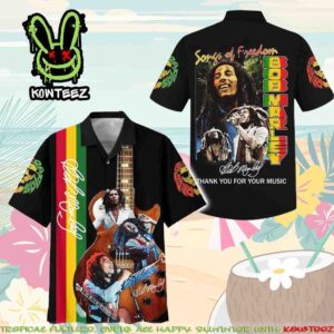 Bob Marley Thankful For Music Summer Merch 2025 Hawaiian Shirt And Beach Short