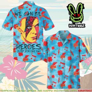 David Bowie We Can Be Heroes Just For One Day Summer Merch 2025 Hawaiian Shirt And Beach Short