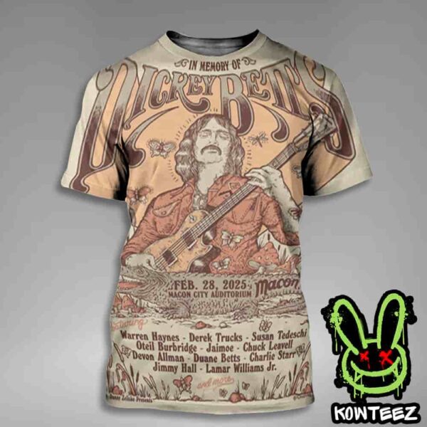 Dickey Betts With Lineup Merch Poster For Show On Feb 28 2025 At Macon City Auditorium In Macon Ga All Over Print T-Shirt