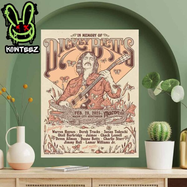 Dickey Betts With Lineup Merch Poster For Show On Feb 28 2025 At Macon City Auditorium In Macon Ga Home Decor Poster Canvas