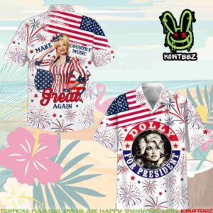 Dolly Parton For President Make Country Music Great Again Summer Merch 2025 Hawaiian Shirt And Beach Short