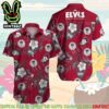 Elvis Presley Long Live The King Red Background Aloha Hawaiian Shirt And Beach Short