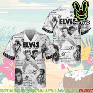 Elvis Presley Vibrant Rocker Aloha Hawaiian Shirt And Beach Short