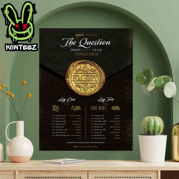 Emery Band The Question 20 Year World Tour With 68 X Flake X Have Mercy X Good Terms Band Tour Dates Home Decor Poster Canvas