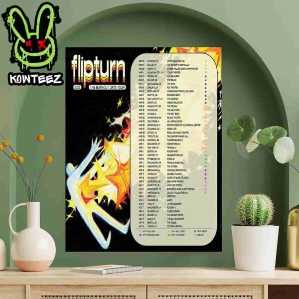 Flipturn Band The Burn Out Days Tour 2025 Home Decor Poster Canvas