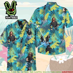 Foo Fighters Hibiscus Palm Tree Coconut Monstera Summer Merch 2025 Hawaiian Shirt And Beach Short