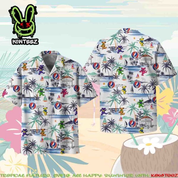 Grateful Dead Is In Summer Vacation Palm Tree Summer Merch 2025 Hawaiian Shirt And Beach Short