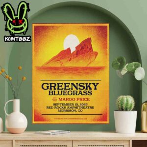 Greensky Bluegrass With Margo Price Merch Poster For Show On Sep 13 2025 At Red Rocks In Morrison Co Home Decor Poster Canvas