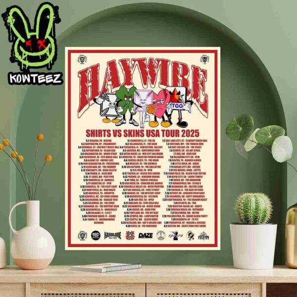 Haywire Shirts Vs Skins USA Tour 2025 Date List On May June And July Home Decor Poster Canvas