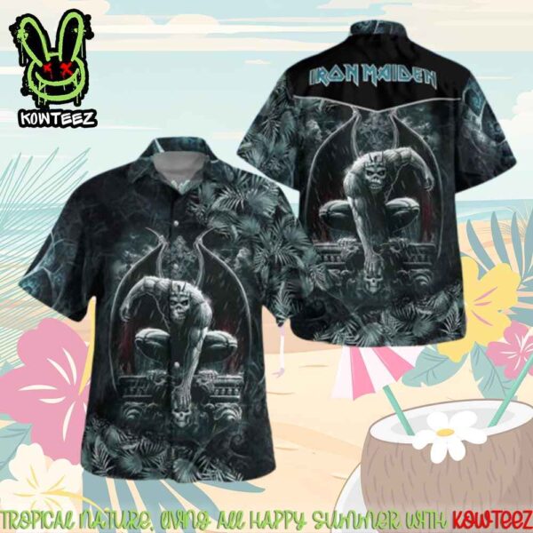 Iron Maiden Dark Horror Merch 2025 Hawaiian Shirt And Beach Short