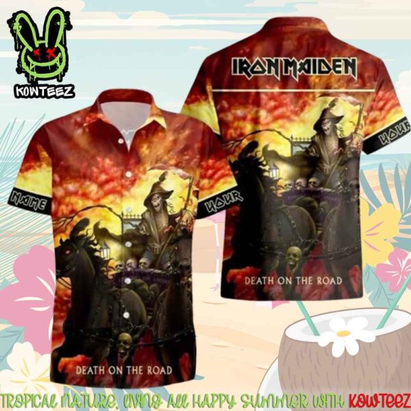 Iron Maiden Death on the Road Inferno Merch 2025 Hawaiian Shirt And Beach Short