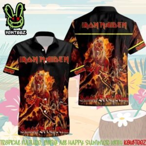 Iron Maiden Eddie Inferno Merch 2025 Hawaiian Shirt And Beach Short