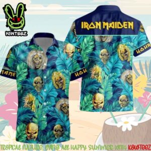 Iron Maiden Jungle Skulls Epic Merch 2025 Hawaiian Shirt And Beach Short