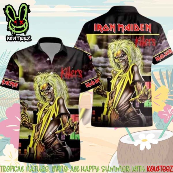 Iron Maiden Killers Album Art Merch 2025 Hawaiian Shirt And Beach Short