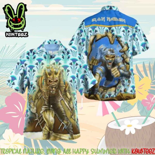 Iron Maiden Powerslave 1984 Breakthrough Merch 2025 Hawaiian Shirt And Beach Short