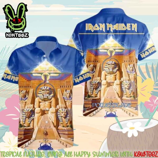 Iron Maiden Powerslave Pharaoh Merch 2025 Hawaiian Shirt And Beach Short