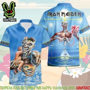 Iron Maiden Seventh Son Surreal Blue Merch 2025 Hawaiian Shirt And Beach Short