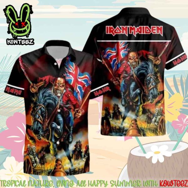 Iron Maiden The Trooper War Horse Merch 2025 Hawaiian Shirt And Beach Short