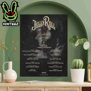 Jelly Roll The Beautifully Broken Great Northern Tour March 2025 Dates List In Canada Home Decor Poster Canvas