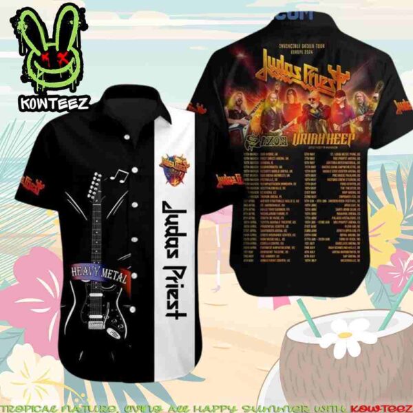 Judas Priest Invincible Shield Tour Europe 2024 Hawaiian Shirts Summer Merch 2025 Hawaiian Shirt And Beach Short