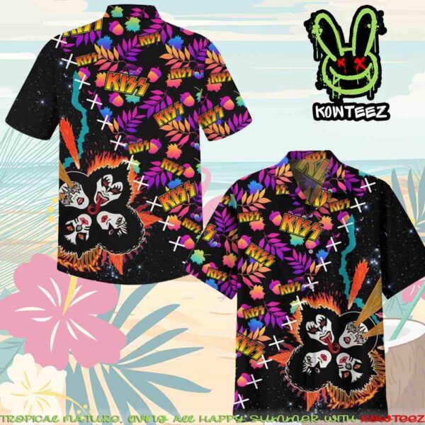 Kiss Rock And Roll All Nite Summer Merch 2025 Hawaiian Shirt And Beach Short