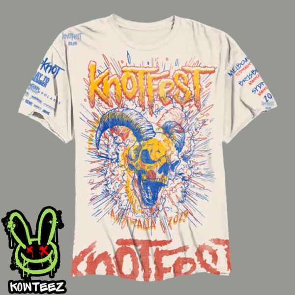 Knotfest Merch Shirt Australia 2025 Skull Colour Bang Vintage Dye Unisex All Over Print T-Shirt