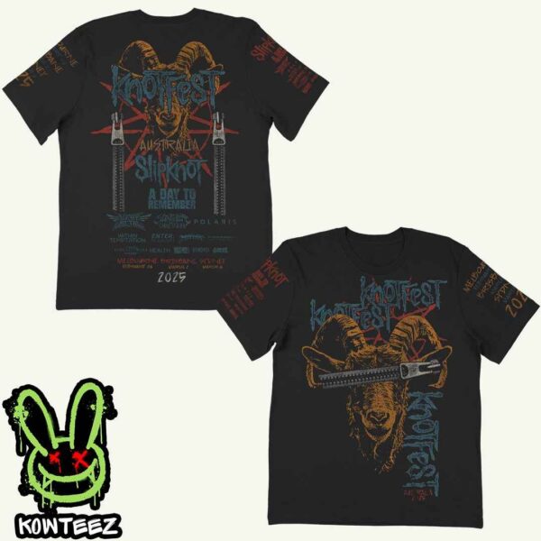 Knotfest Merch Shirt Australia 2025 Zipper Face Goat Faded Two Sides Unisex T-Shirt