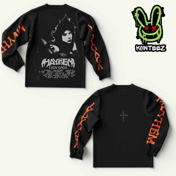 Lady Gaga Merch Shirt Mayhem Logo Featuring Mayhem Two Sides Long Sleeve Unisex T-Shirt