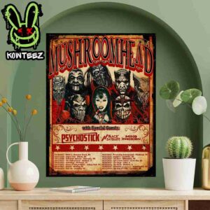 Mushroomhead Band Merch Poster With Psychostick And Black Satellite And Mind Incision Dates List Home Decor Poster Canvas