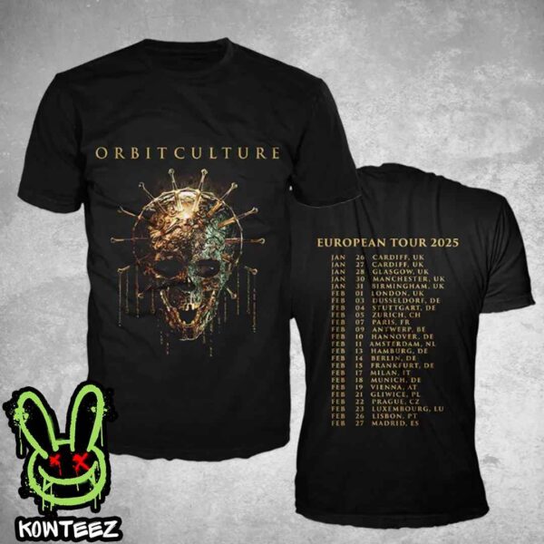 Orbit Culture Merch Shirt Band Golden Skull Tour 2025 Date List Two Sides Unisex T-Shirt