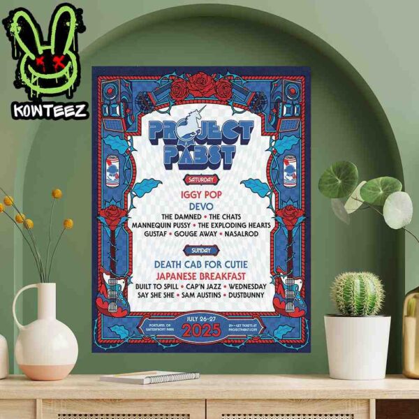 Project Pabst 2025 Official Lineup On July 26-27 In Portland Or At Waterfront Park Home Decor Poster Canvas