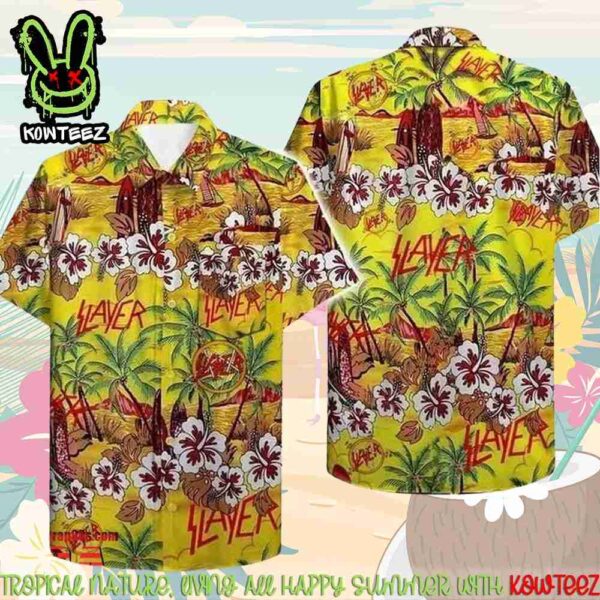 Slayer Rock Band Island Getaway Merch 2025 Hawaiian Shirt And Beach Short