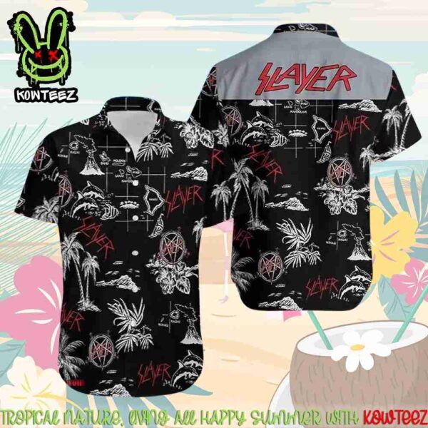 Slayer Rock Band Merch 2025 Hawaiian Shirt And Beach Short