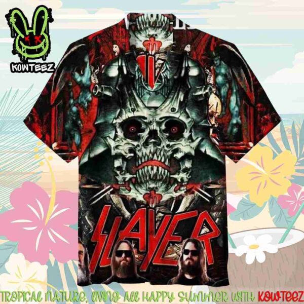 Slayer Rock Band Skull Legion Merch 2025 Hawaiian Shirt And Beach Short